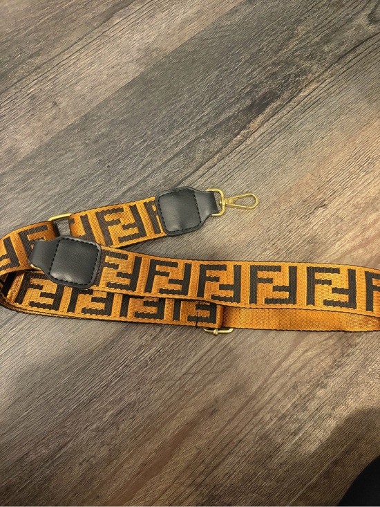None Accessories - Designer Logo Bag Strap with Gold Hardware